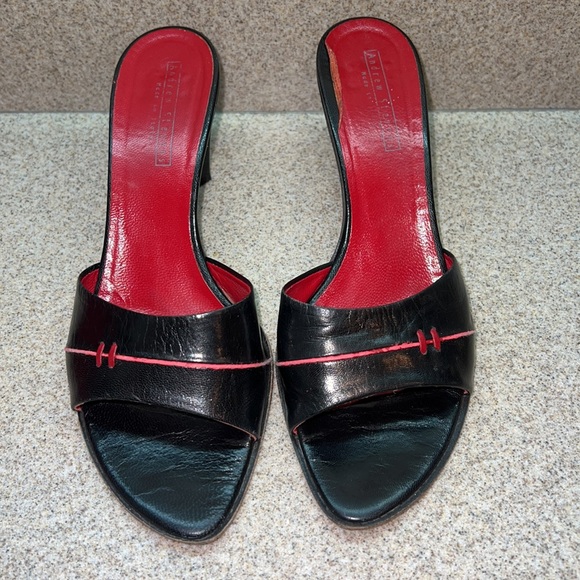 Andrew Stevens Vintage slide on Black and Red heels Size 39 US 8 made in Italy - Picture 2 of 14